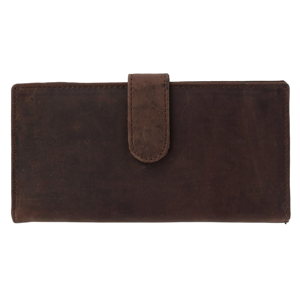 CTM® Vintage Leather RFID Checkbook Cover Wallet with Snap Closure - Brown
