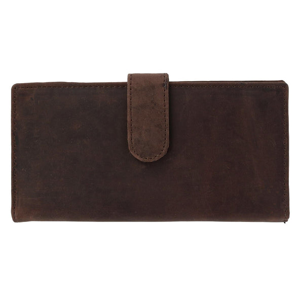 Vintage Leather RFID Checkbook Cover Wallet with Snap Closure