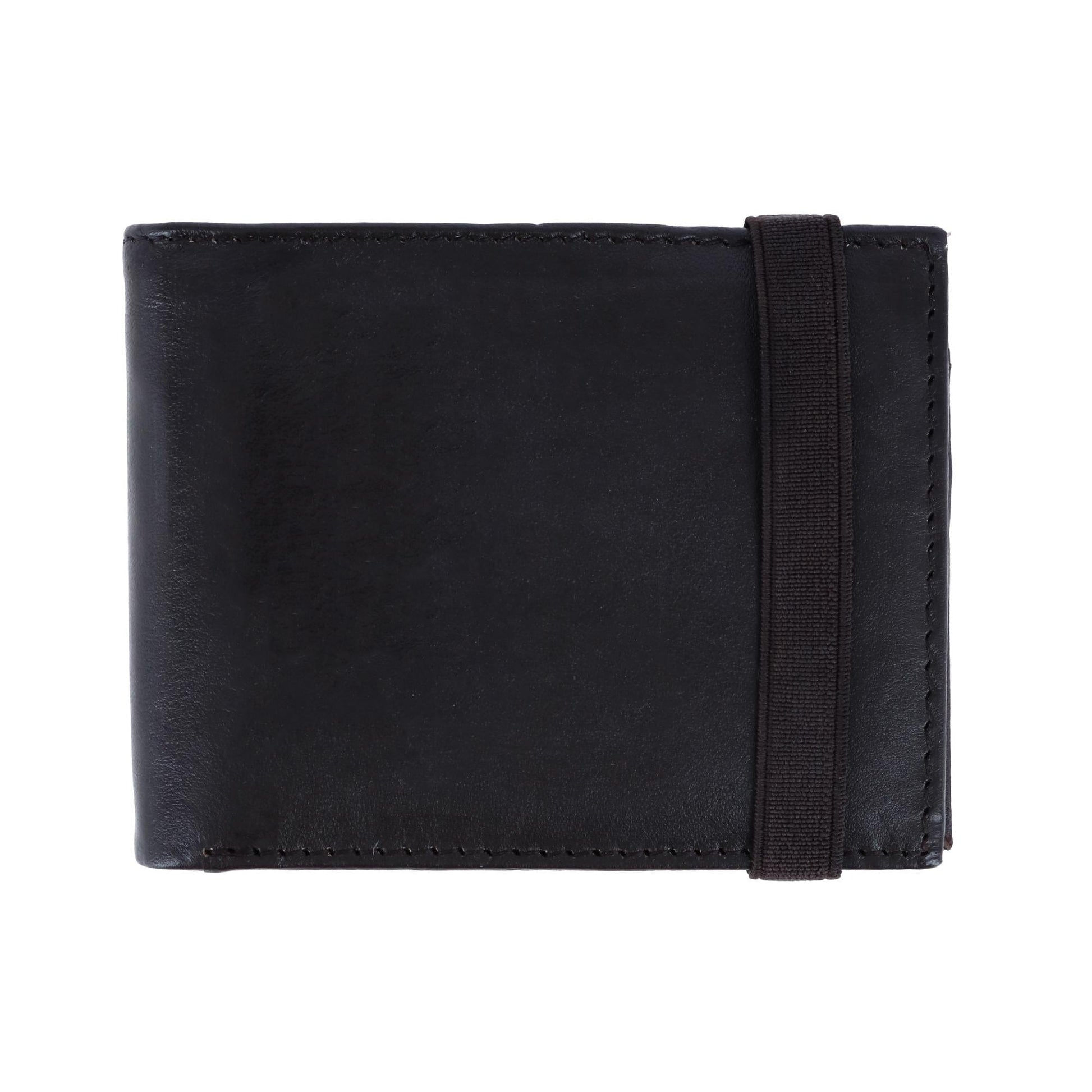 CTM® Men's Bifold Wallet with Elastic Keeper Strap - Brown