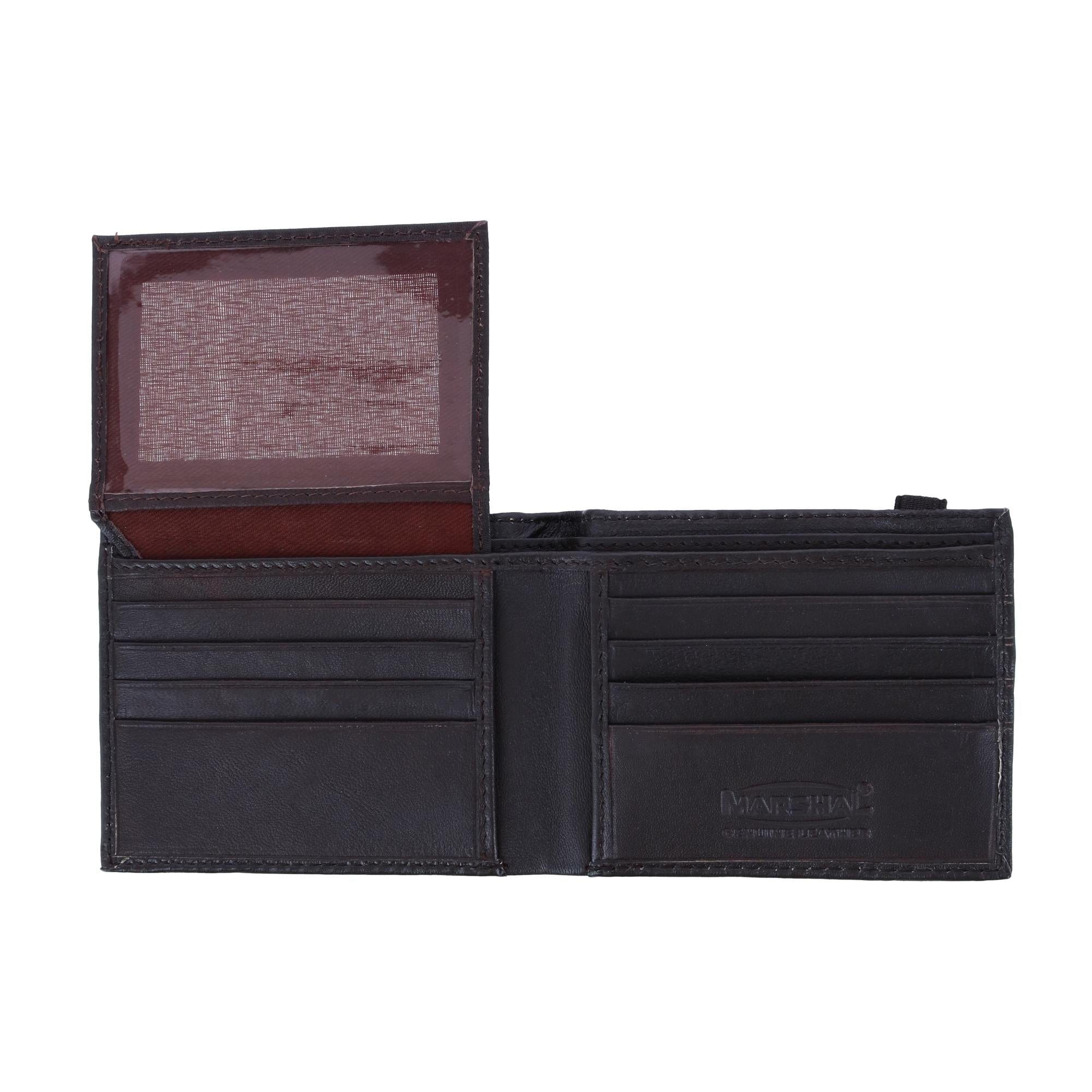 CTM® Men's Bifold Wallet with Elastic Keeper Strap - Brown