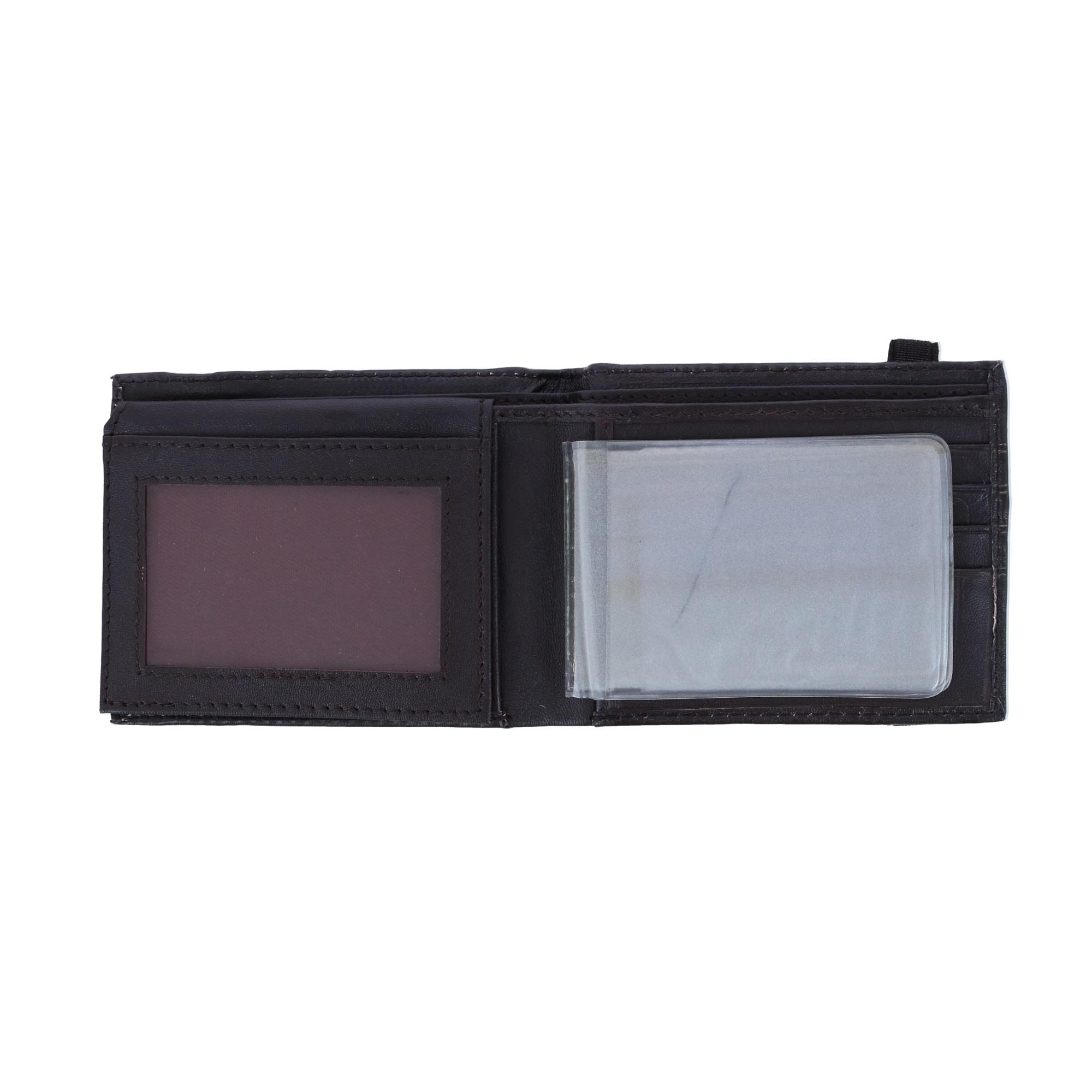 CTM® Men's Bifold Wallet with Elastic Keeper Strap - Brown