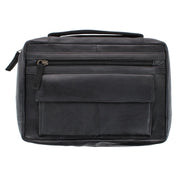 Leather Bible Cover Case with Zippered Pockets and Handle