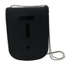 Leather Curved Rectangle Badge Holder Wallet with Back ID Window and Neck Chain