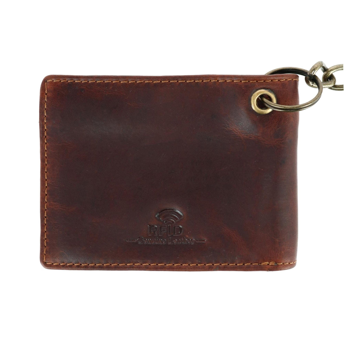 CTM® Men's RFID Vintage Leather Bifold Chain Wallet - Antique Brown