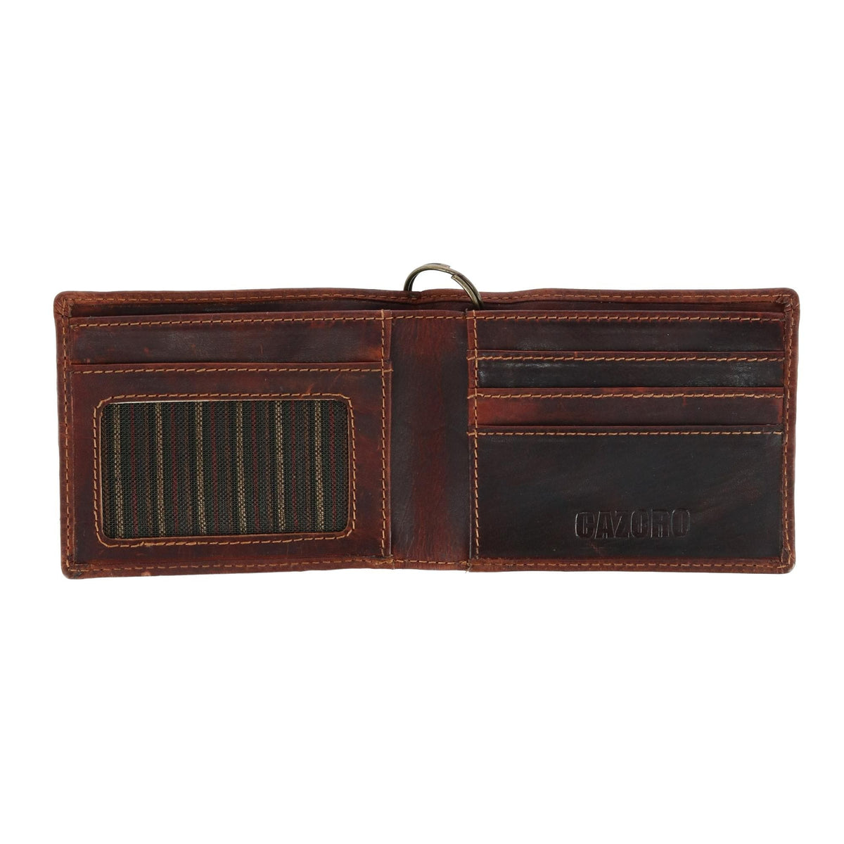 CTM® Men's RFID Vintage Leather Bifold Chain Wallet - Antique Brown