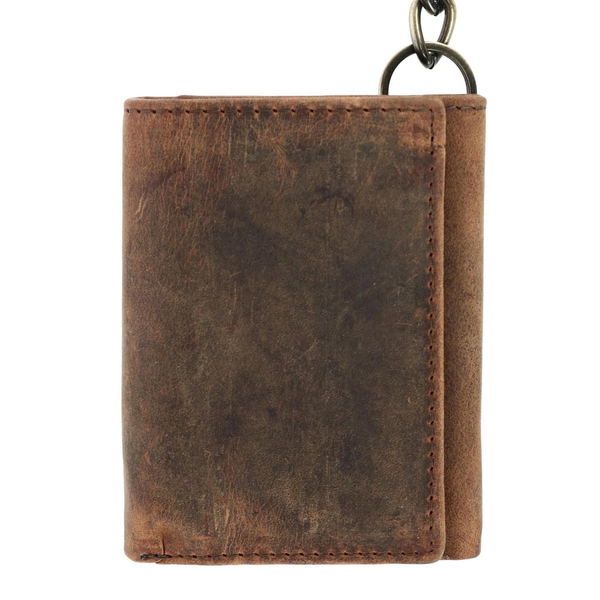 Cazoro Men's RFID Vintage Leather Trifold Chain Wallet - Antique Brown