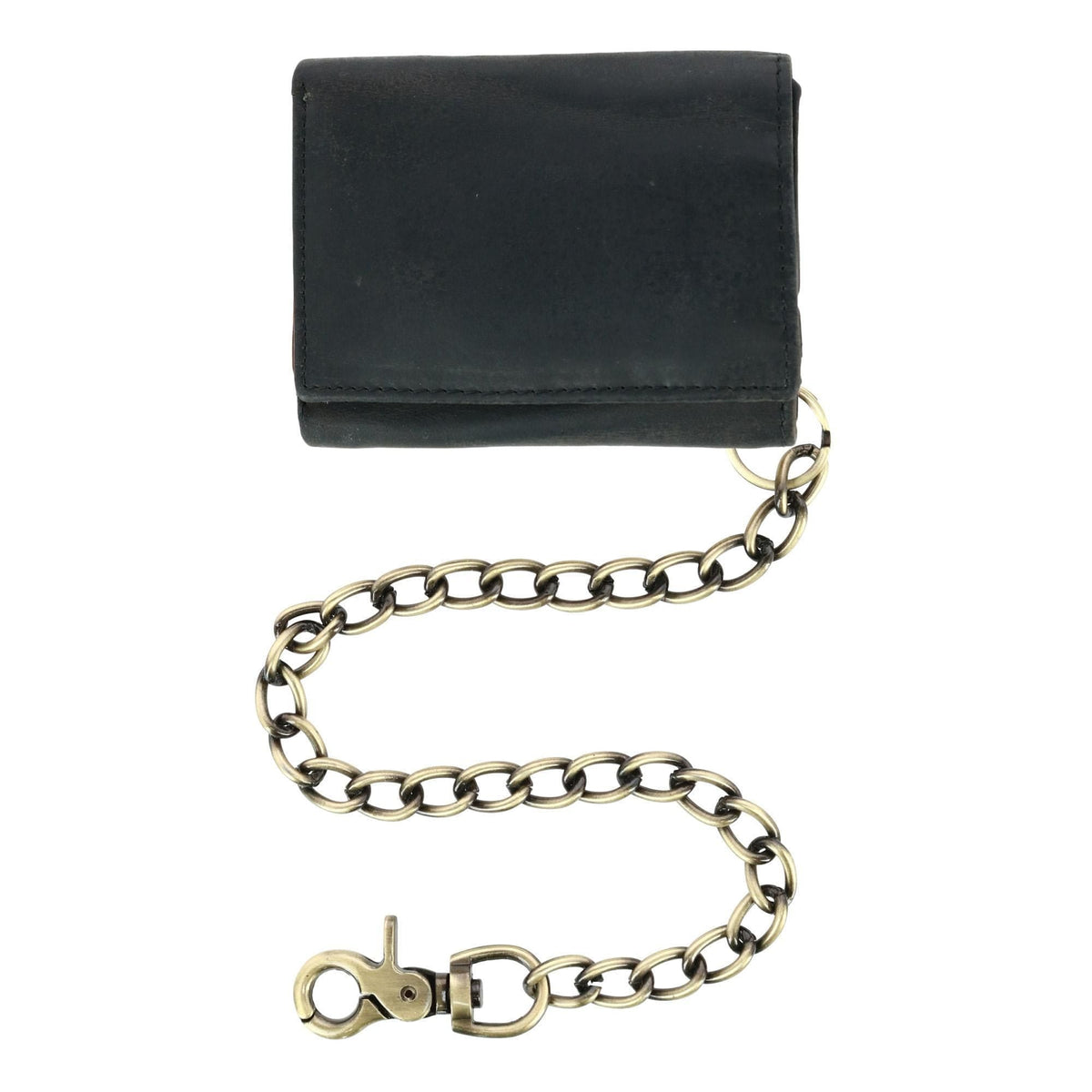 Cazoro Men's RFID Vintage Leather Trifold Chain Wallet - Black