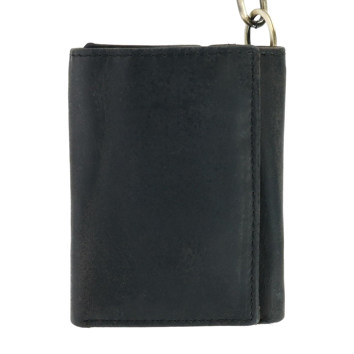 Cazoro Men's RFID Vintage Leather Trifold Chain Wallet - Black