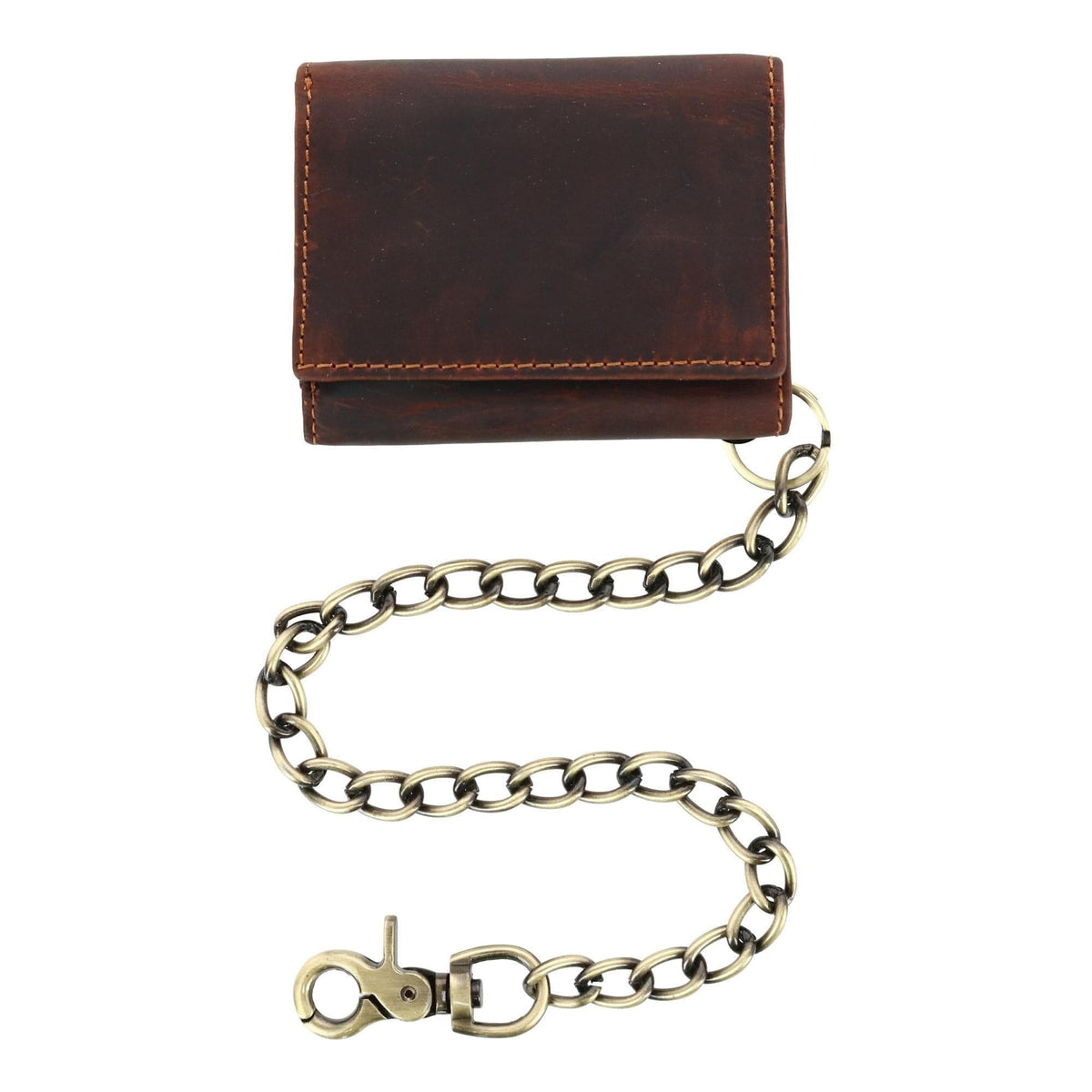 Cazoro Men's RFID Vintage Leather Trifold Chain Wallet - Brown