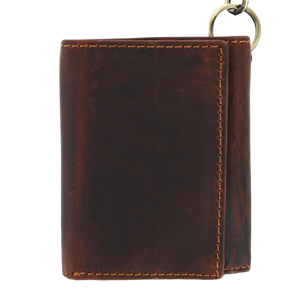 Cazoro Men's RFID Vintage Leather Trifold Chain Wallet - Brown