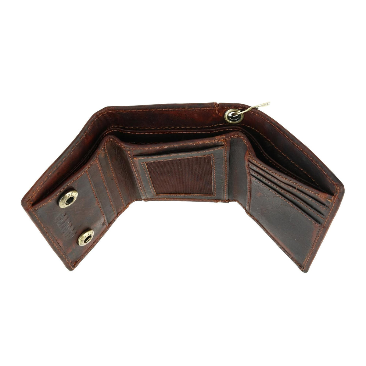 Cazoro Men's RFID Vintage Leather Trifold Chain Wallet - Brown