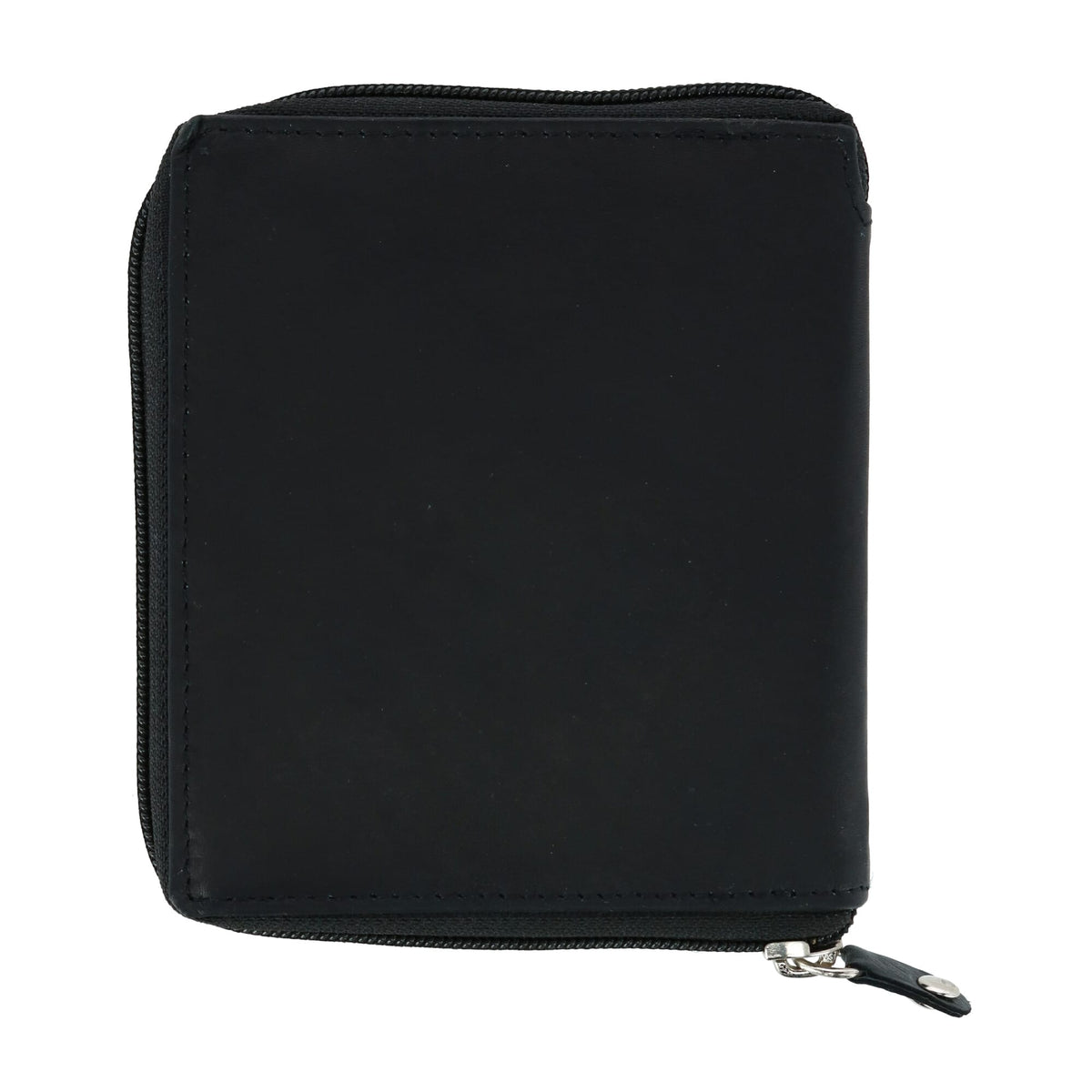 CTM® Men's Leather Zip-Around European Wallet - Black