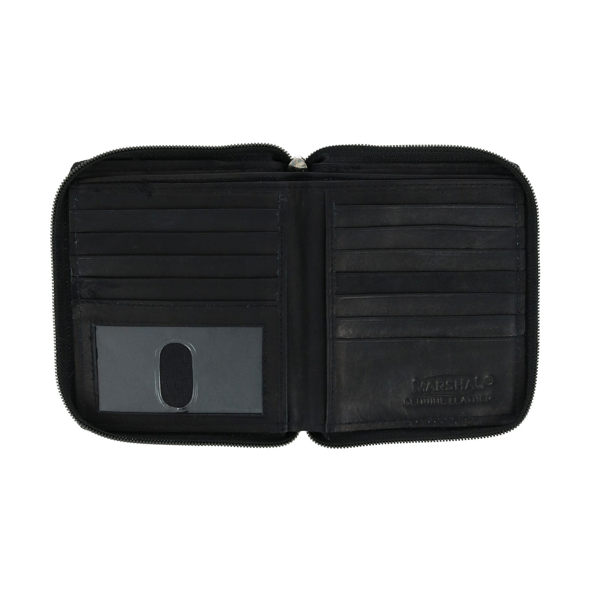 CTM® Men's Leather Zip-Around European Wallet - Black