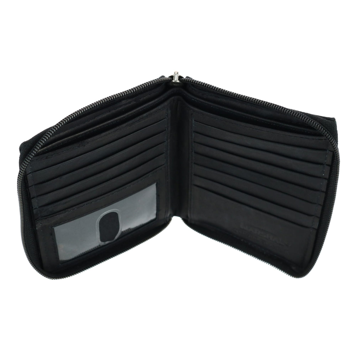 CTM® Men's Leather Zip-Around European Wallet - Black