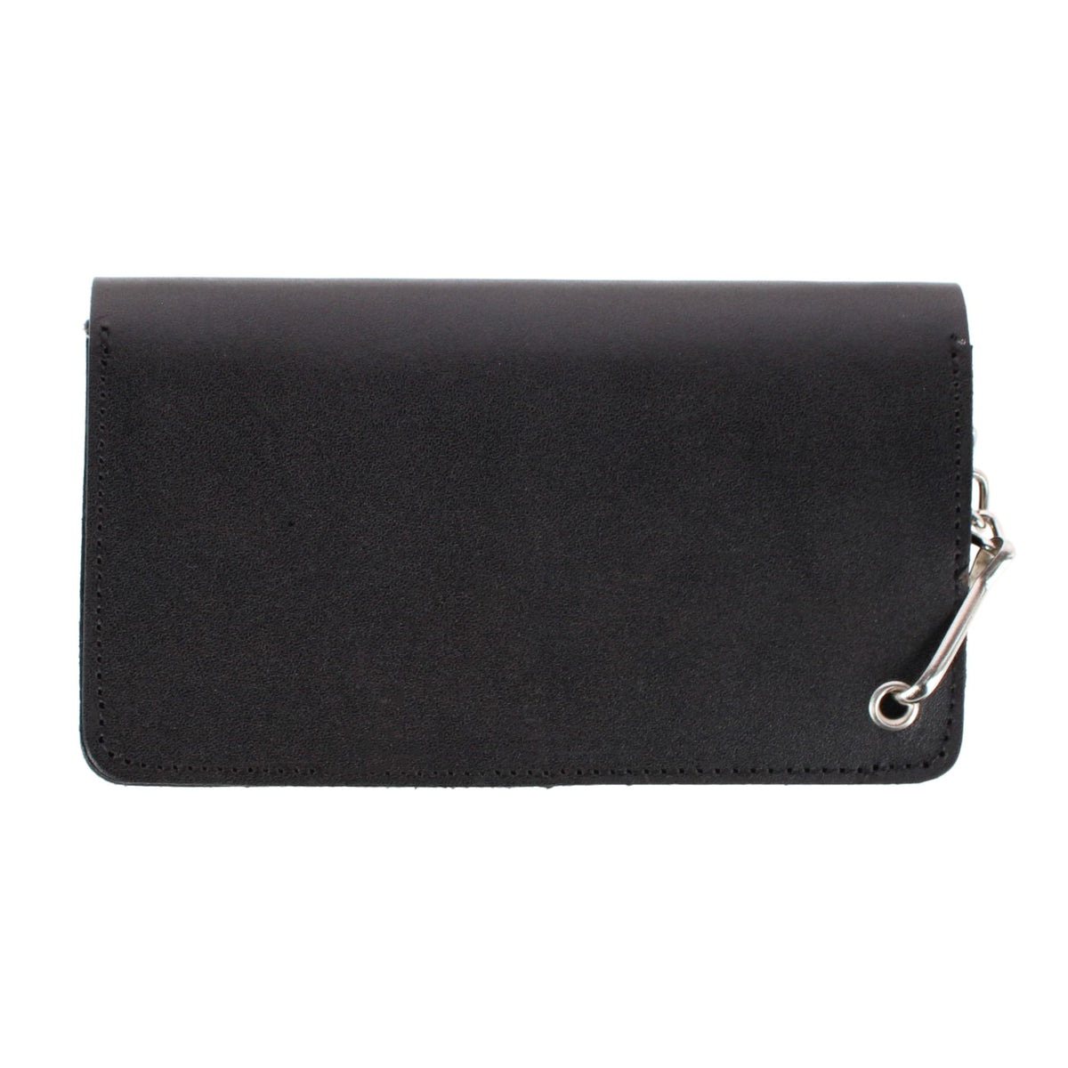 CTM® Men's Leather Chain Wallet with Snap Closure and Zipper Compartment - Black