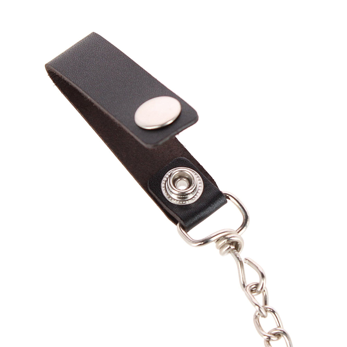 CTM® Men's Leather Chain Wallet with Snap Closure and Zipper Compartment - Black