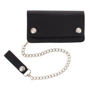 Men's Leather Chain Wallet with Snap Closure and Zipper Compartment