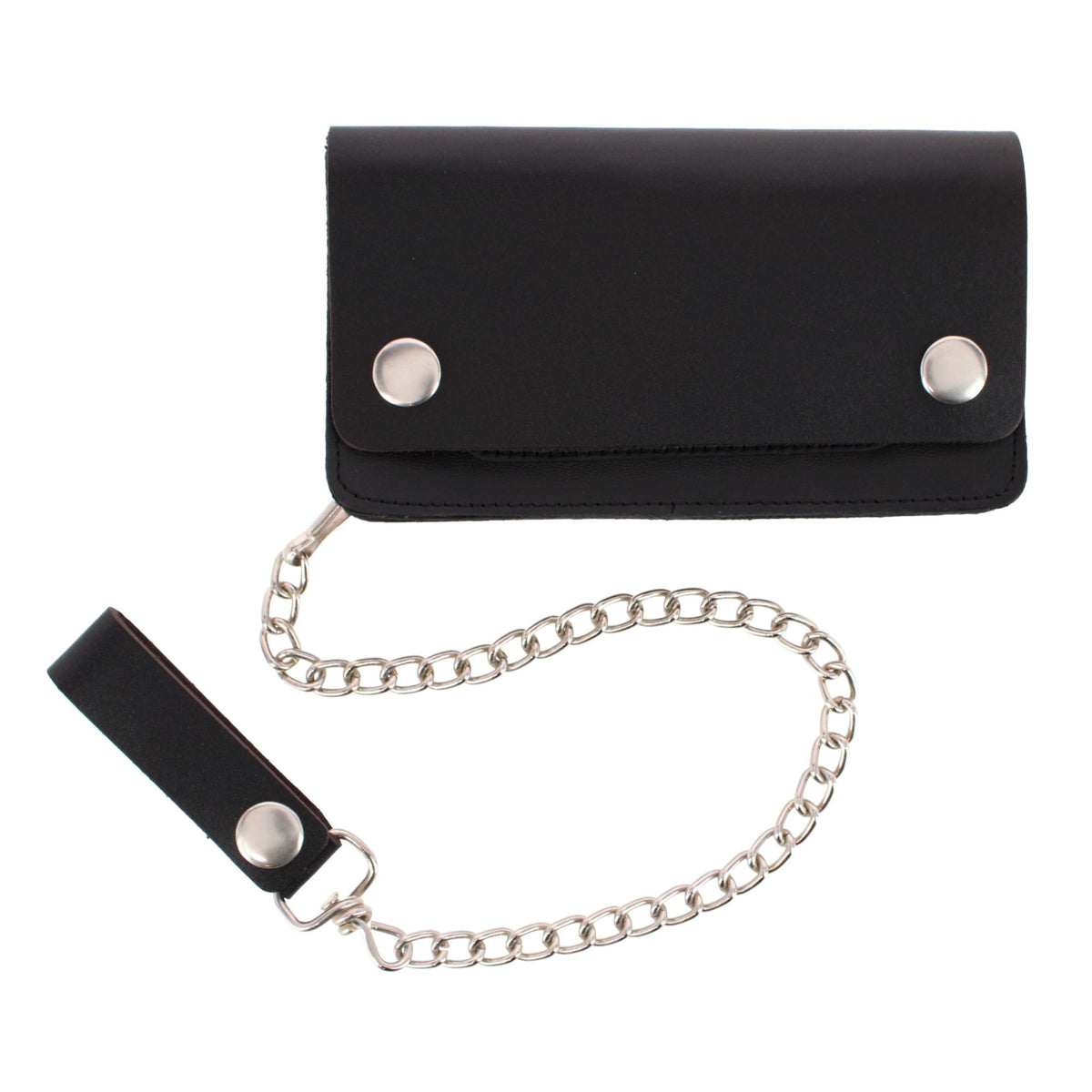 CTM® Men's Leather Chain Wallet with Snap Closure and Zipper Compartment - Men's Leather Chain Wallet with Snap Closure and Zipper Compartment