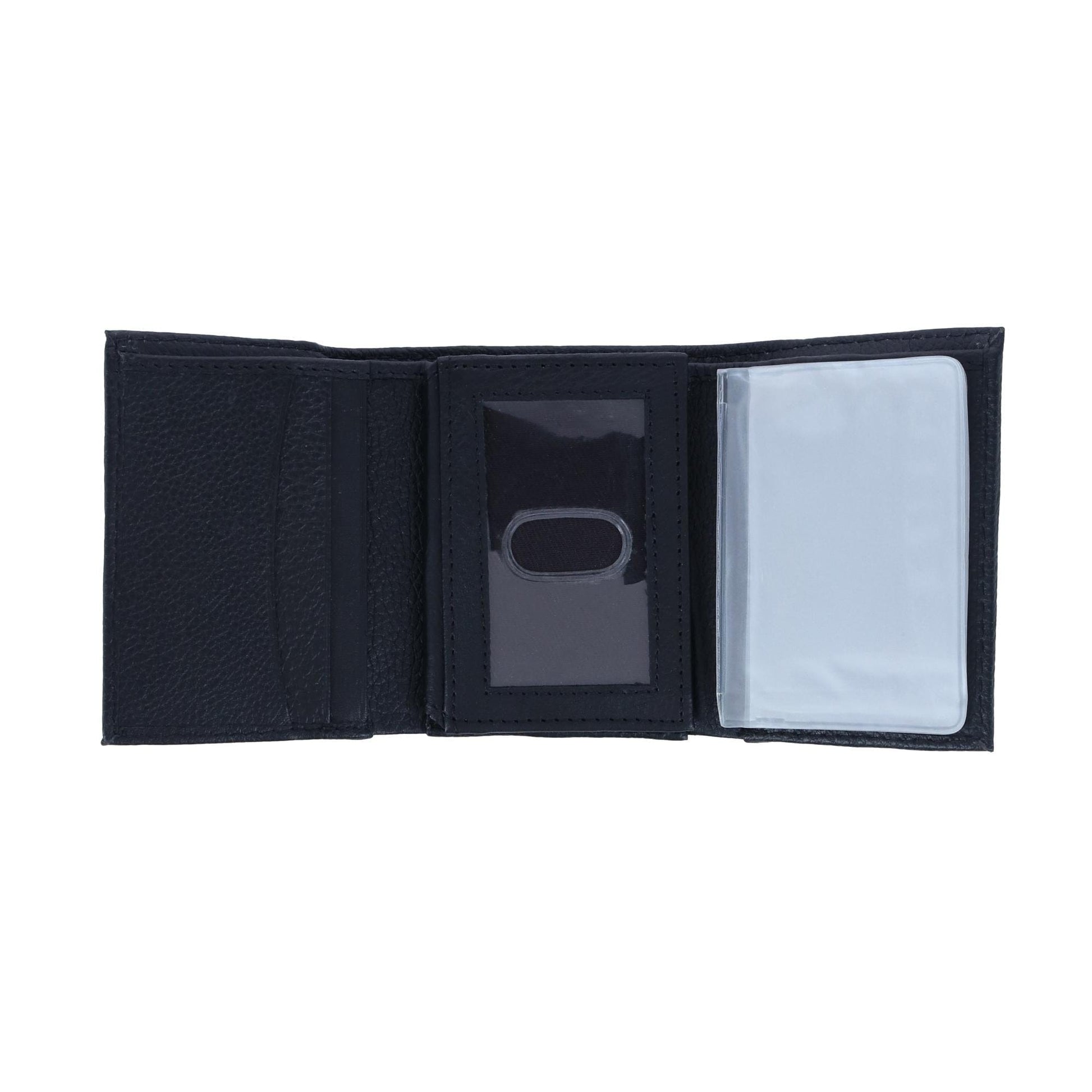 CTM® Men's Leather Trifold Wallet - Black