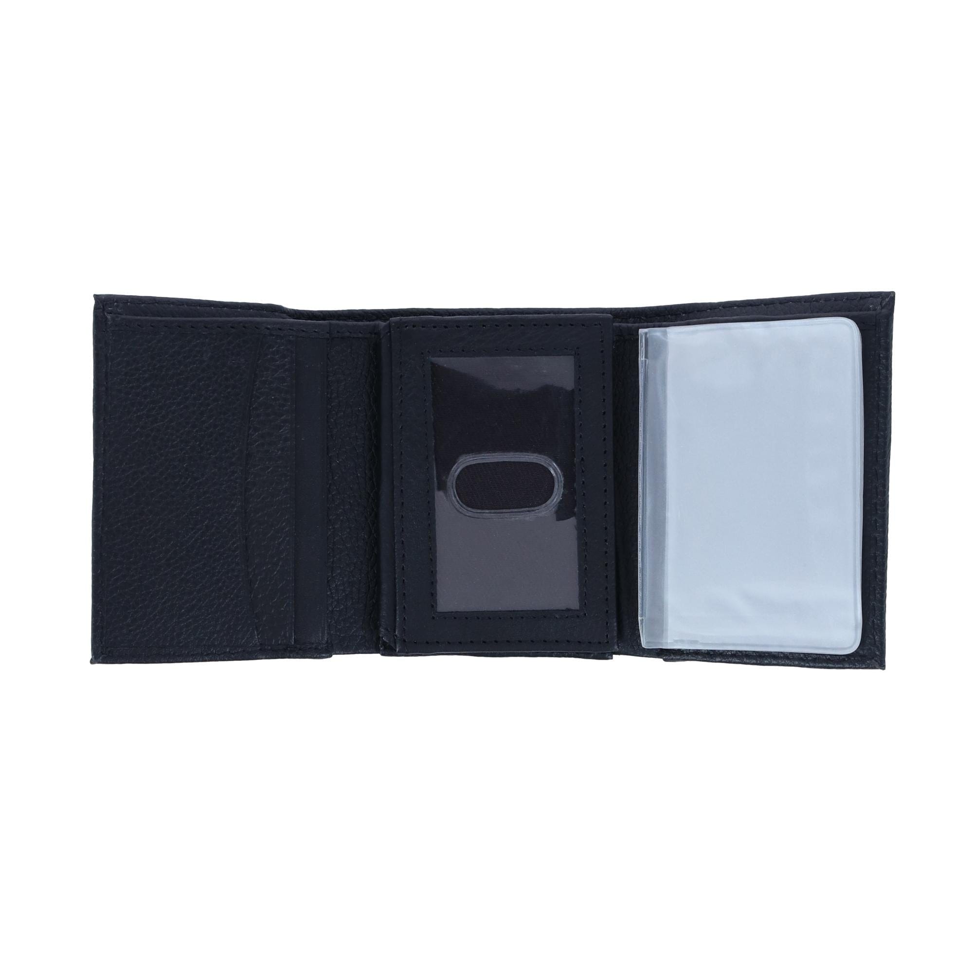 CTM® Men's Leather Trifold Wallet - Black