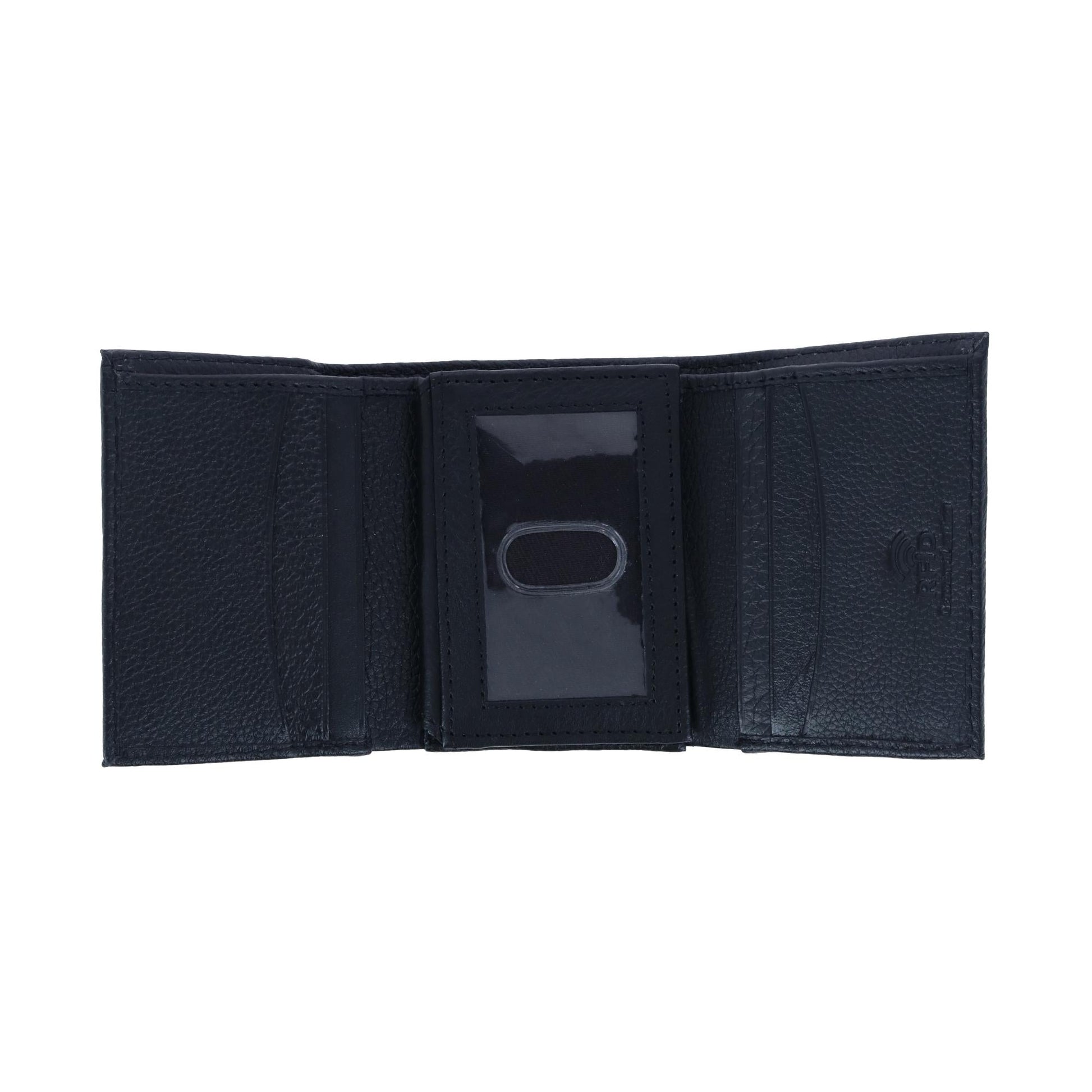 CTM® Men's Leather Trifold Wallet - Black