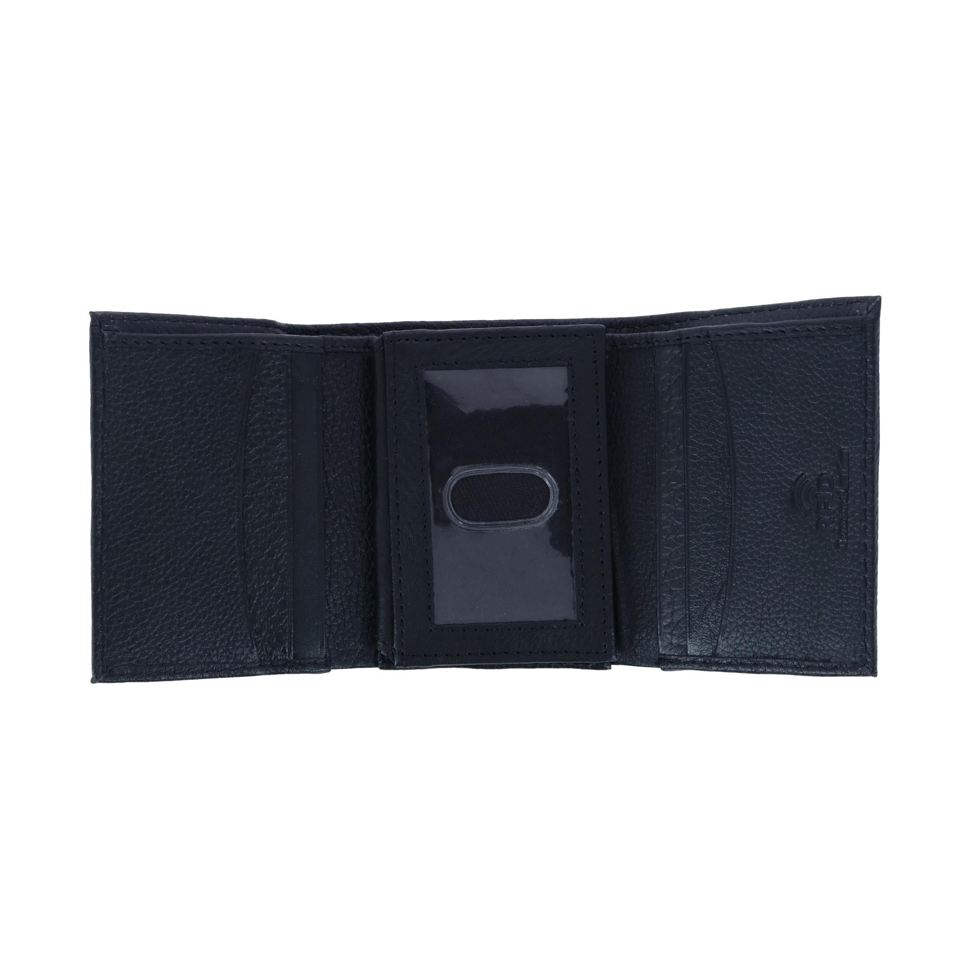 CTM® Men's Leather Trifold Wallet - Black