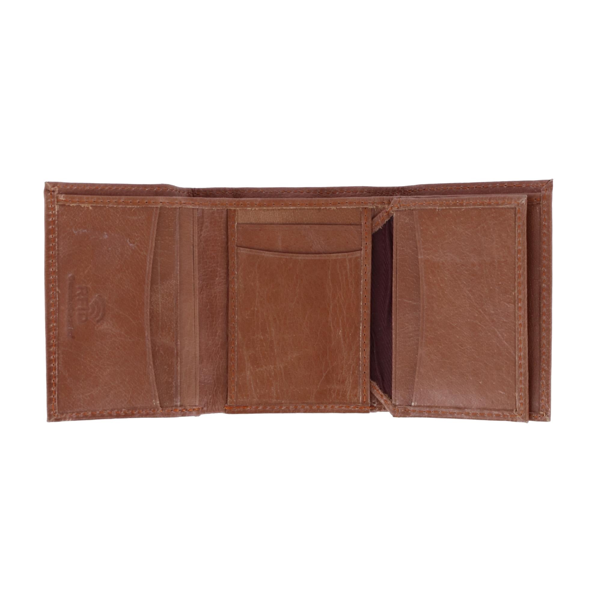 CTM® Men's Leather Trifold Wallet - Tan