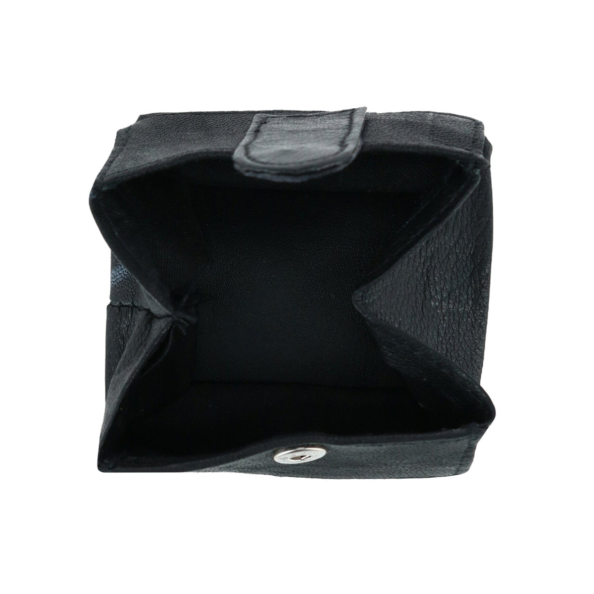 CTM® Leather Fold Up Coin Change Pouch with Snap Button Closure - Black