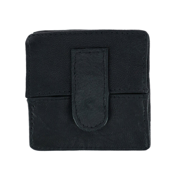Leather Fold Up Coin Change Pouch with Snap Button Closure