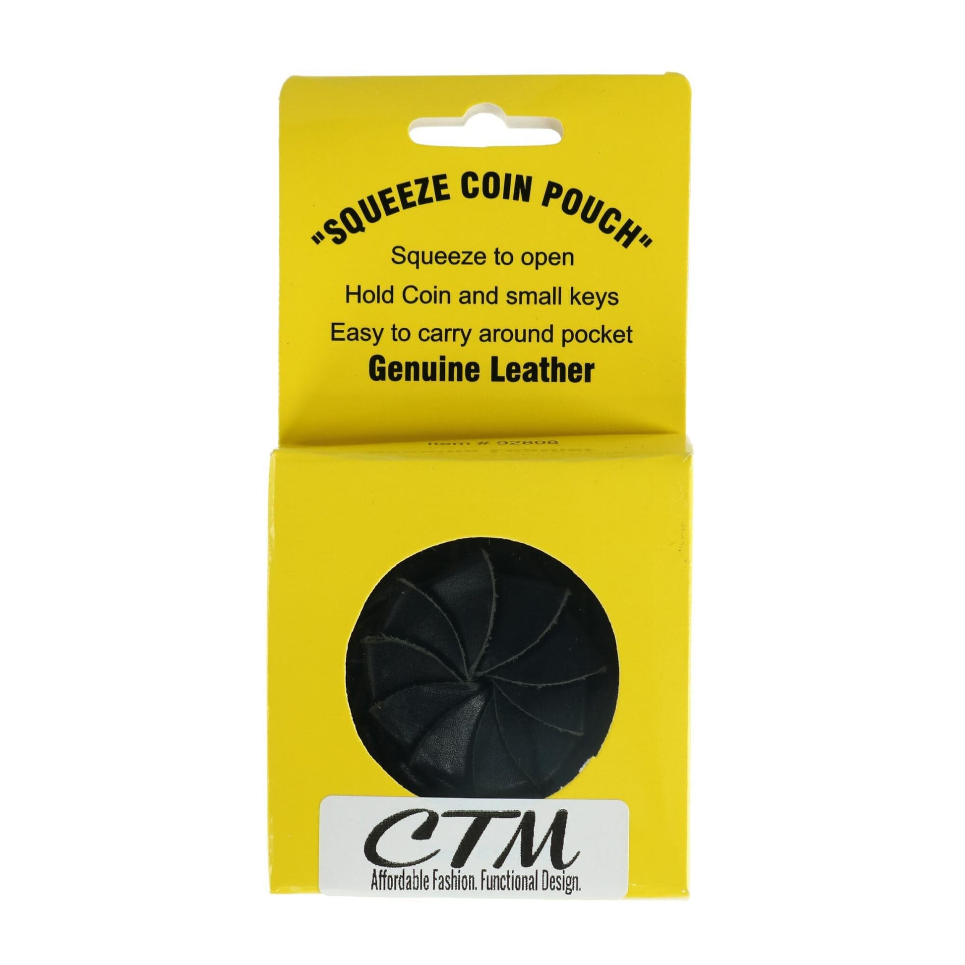CTM® Leather Squeeze Coin Change Pouch - Black