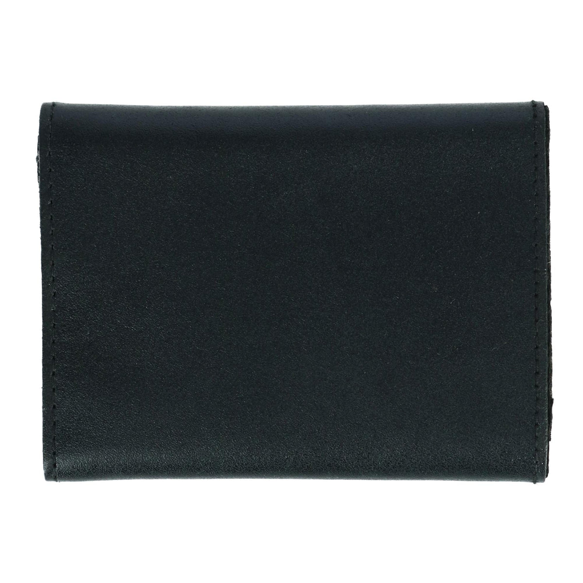 CTM® Men's Leather Eagle Print Trifold Double Snap Chain Wallet - Black