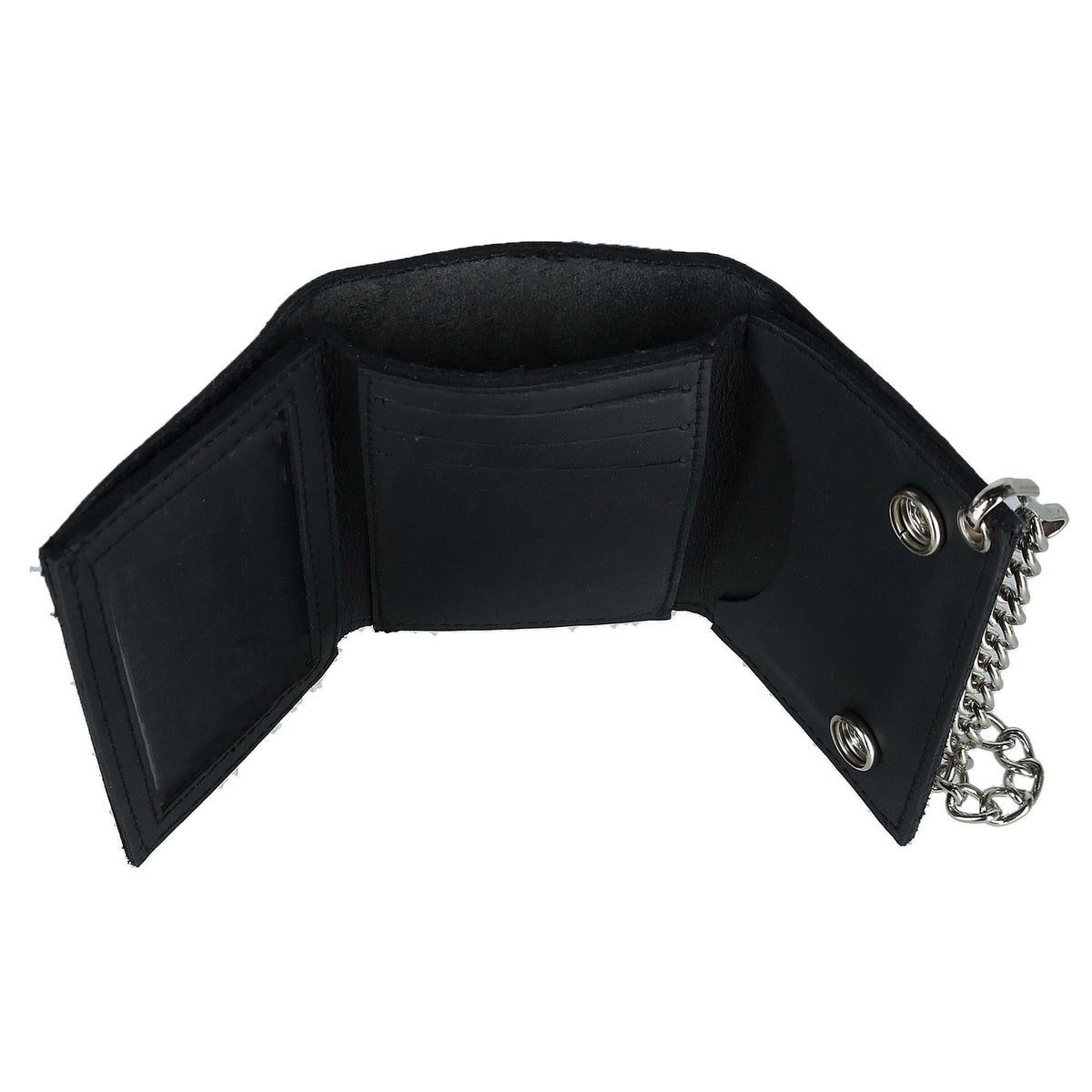 CTM® Men's Leather Eagle Imprint Trifold Chain Wallet - Black