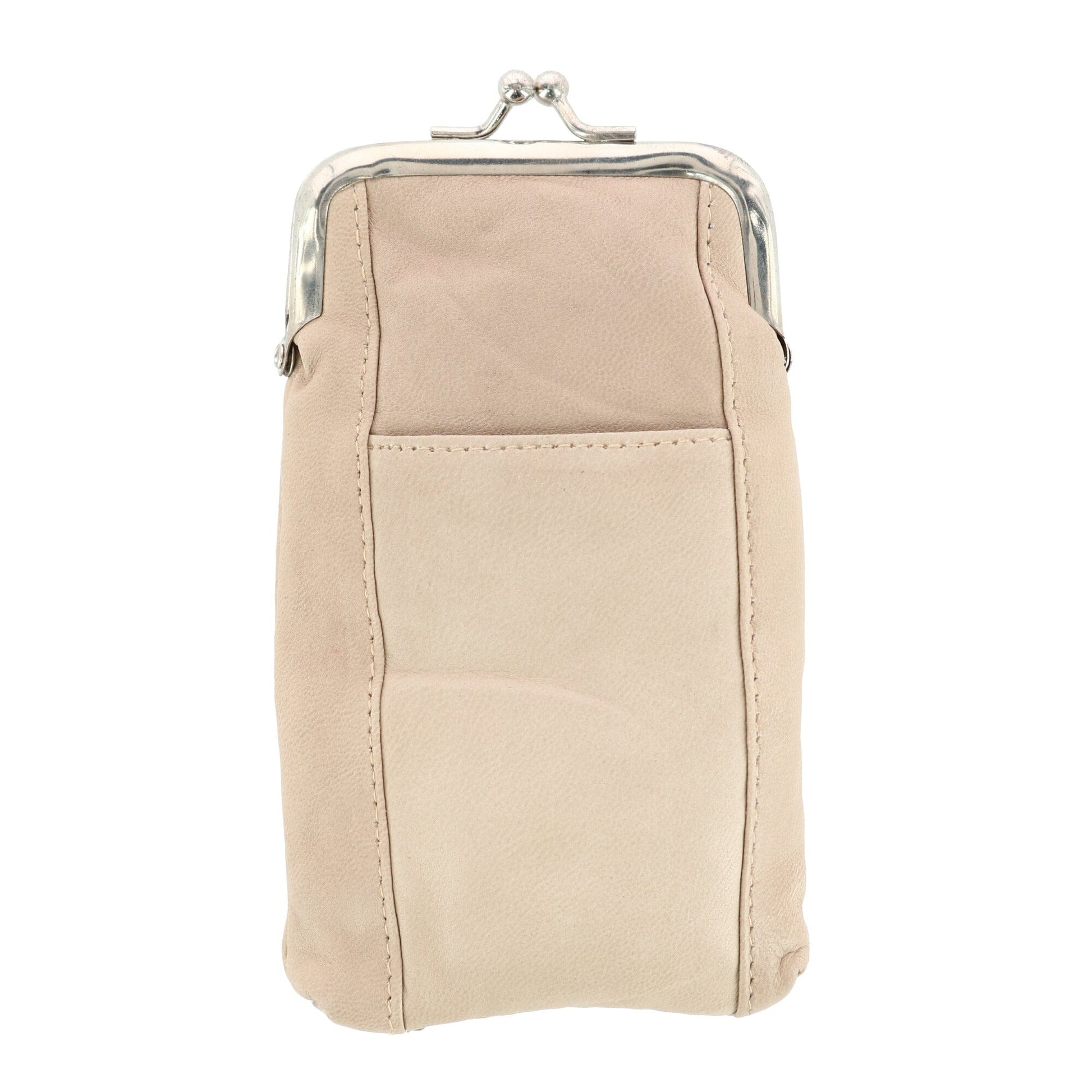 CTM® Women's Leather Cigarette Case with Lighter Pocket - Beige