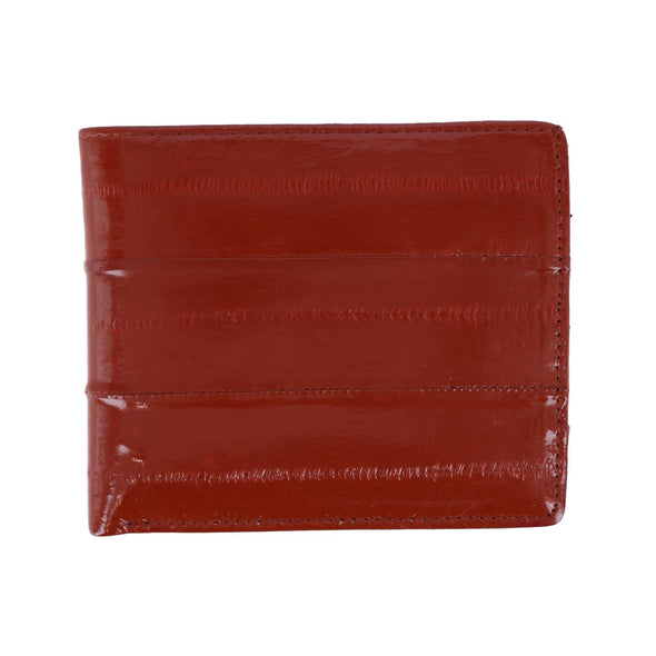 Men's Eel Skin Leather Bifold Wallet with Coin Pouch