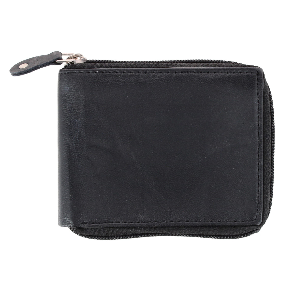 CTM® Men's RFID Leather Zip Around Bifold Wallet by Swiss Marshall - Black