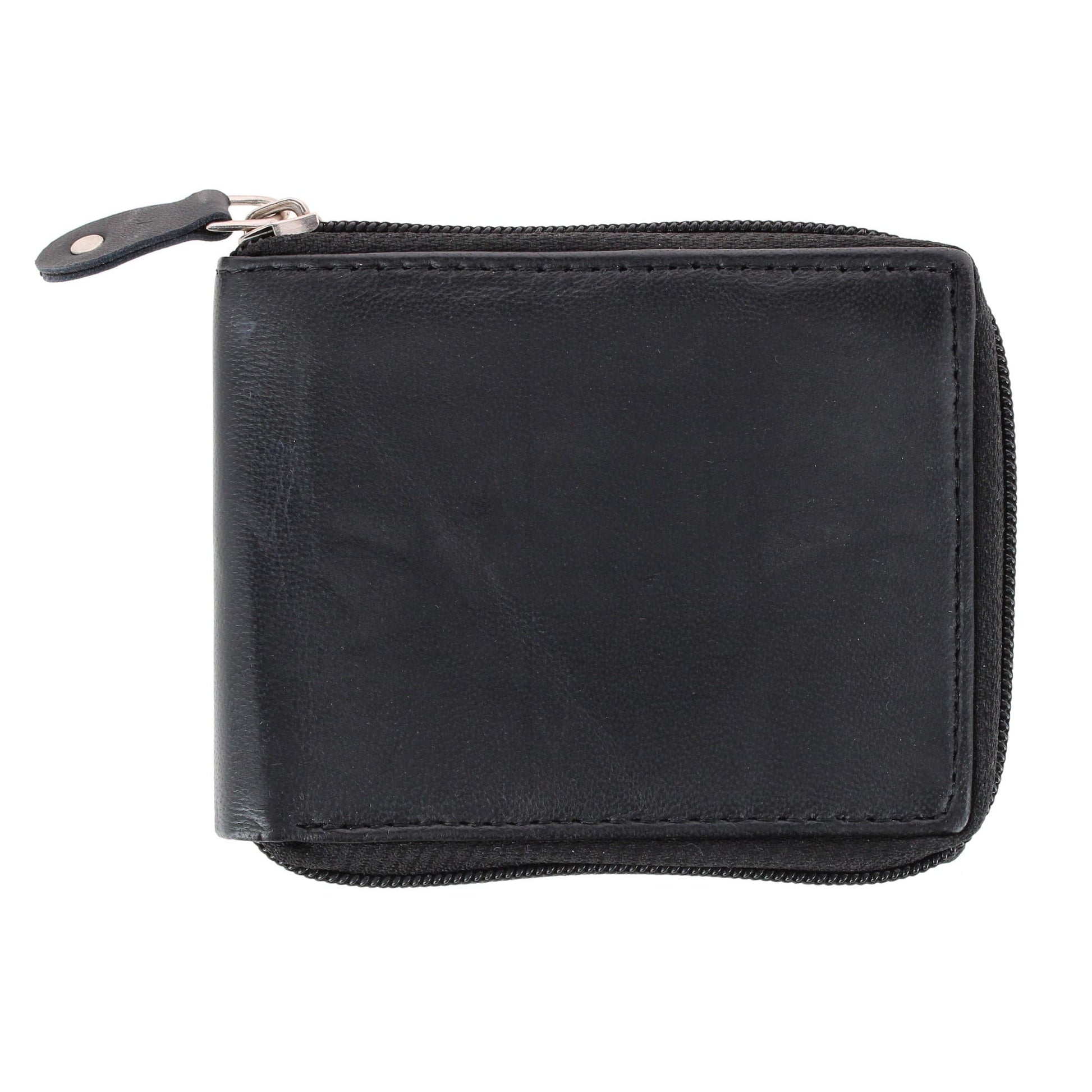 CTM® Men's RFID Leather Zip Around Bifold Wallet by Swiss Marshall
