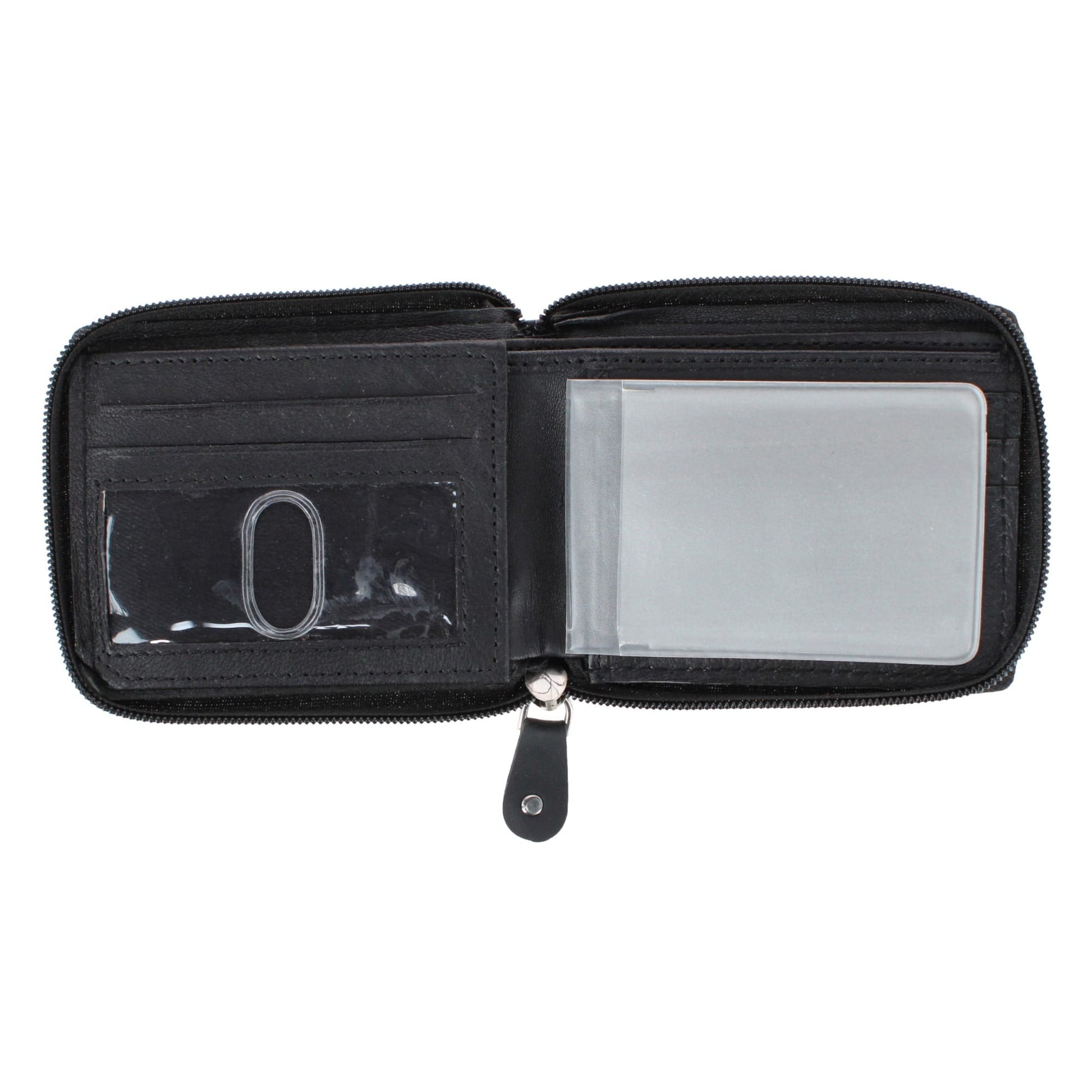 CTM® Men's RFID Leather Zip Around Bifold Wallet by Swiss Marshall - Black