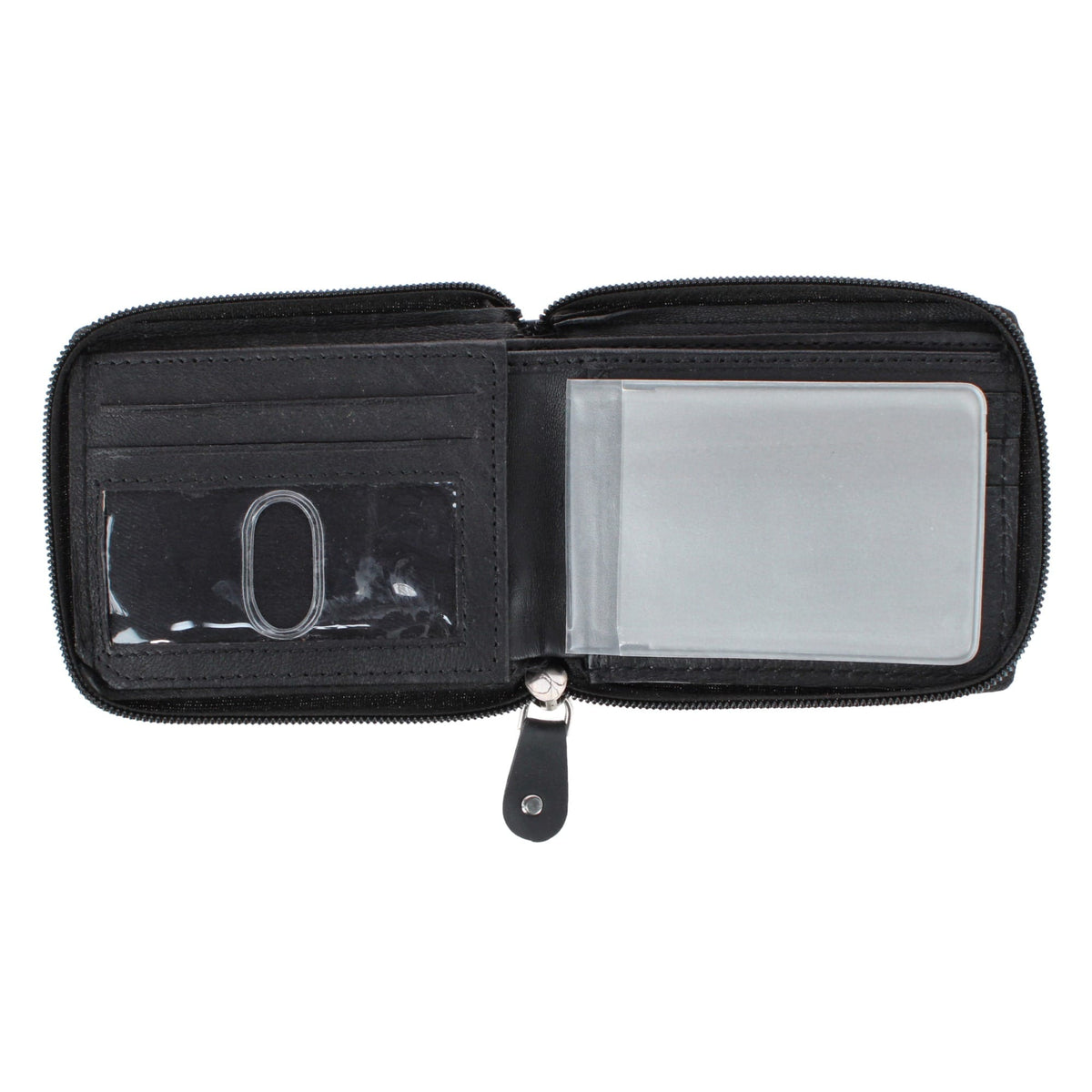 CTM® Men's RFID Leather Zip Around Bifold Wallet by Swiss Marshall - Black