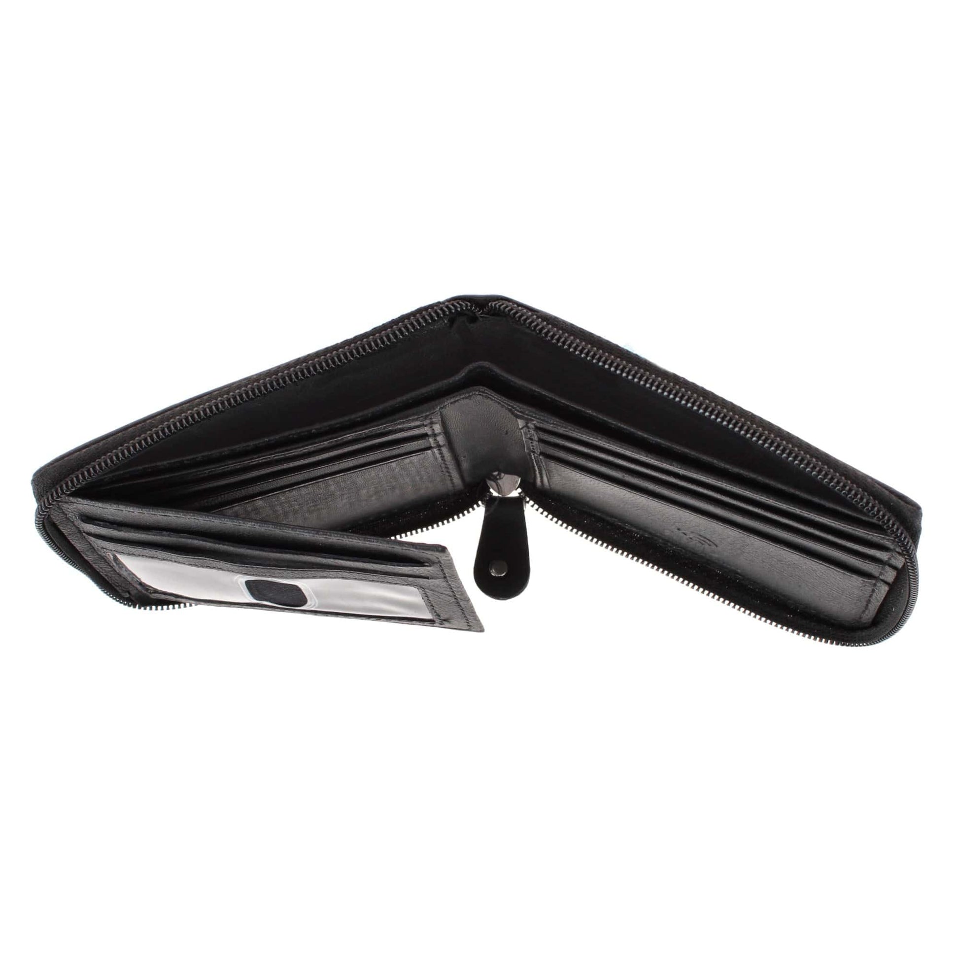 CTM® Men's RFID Leather Zip Around Bifold Wallet by Swiss Marshall - Black