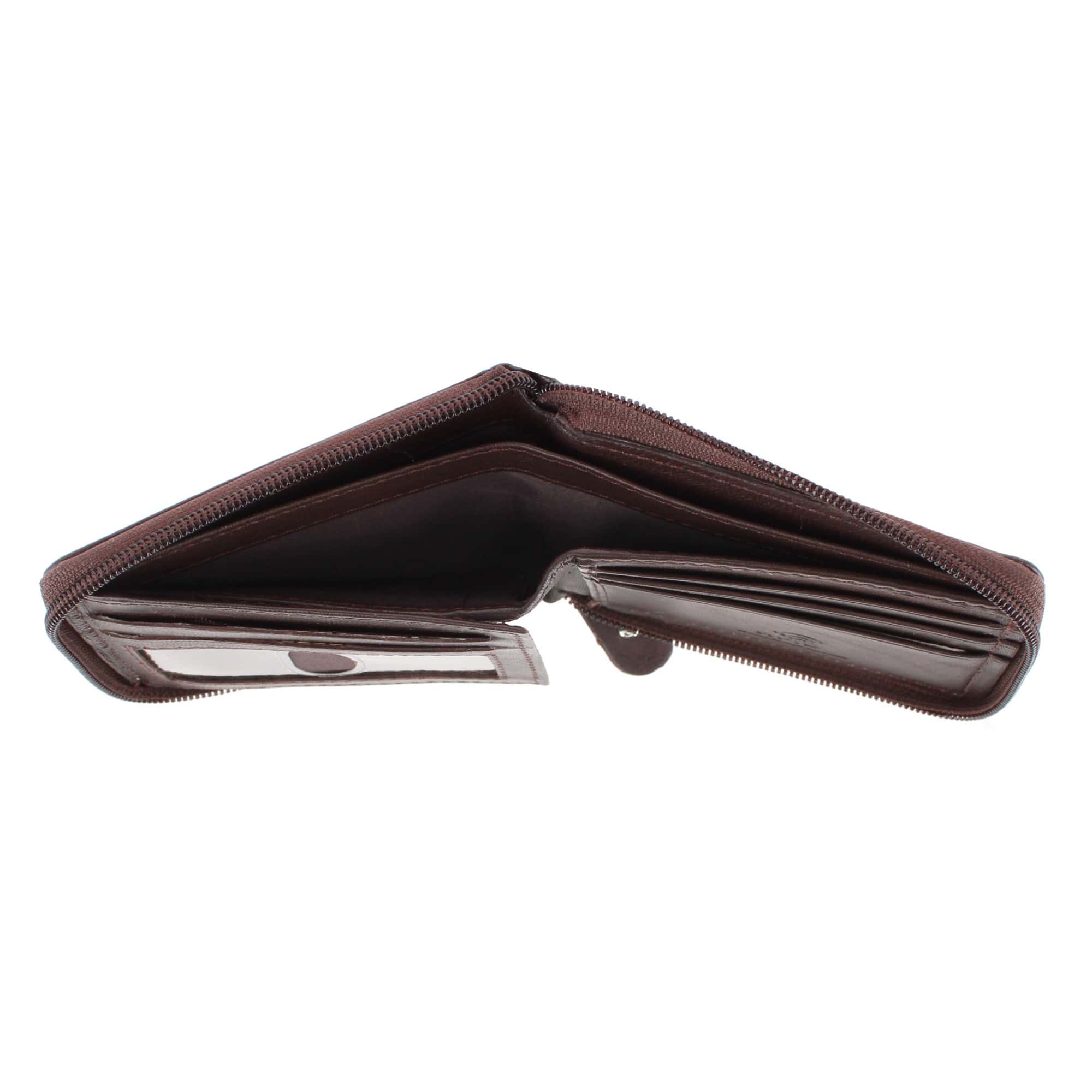 CTM® Men's RFID Leather Zip Around Bifold Wallet by Swiss Marshall - Brown