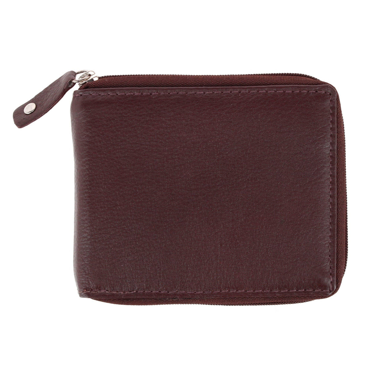 CTM® Men's RFID Leather Zip Around Bifold Wallet by Swiss Marshall - Burgundy