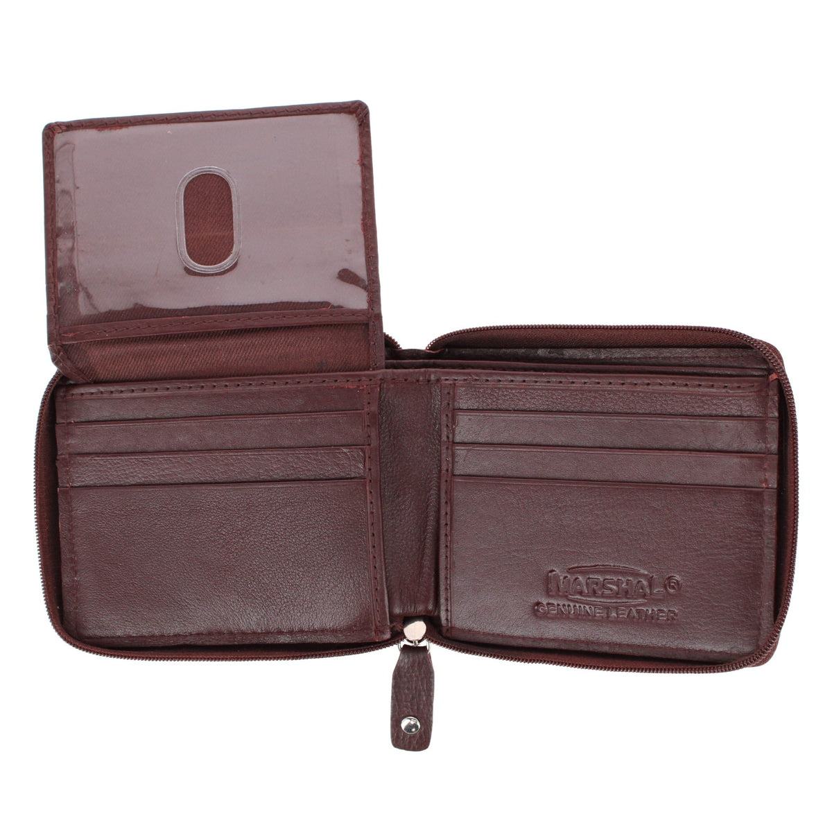 CTM® Men's RFID Leather Zip Around Bifold Wallet by Swiss Marshall - Burgundy