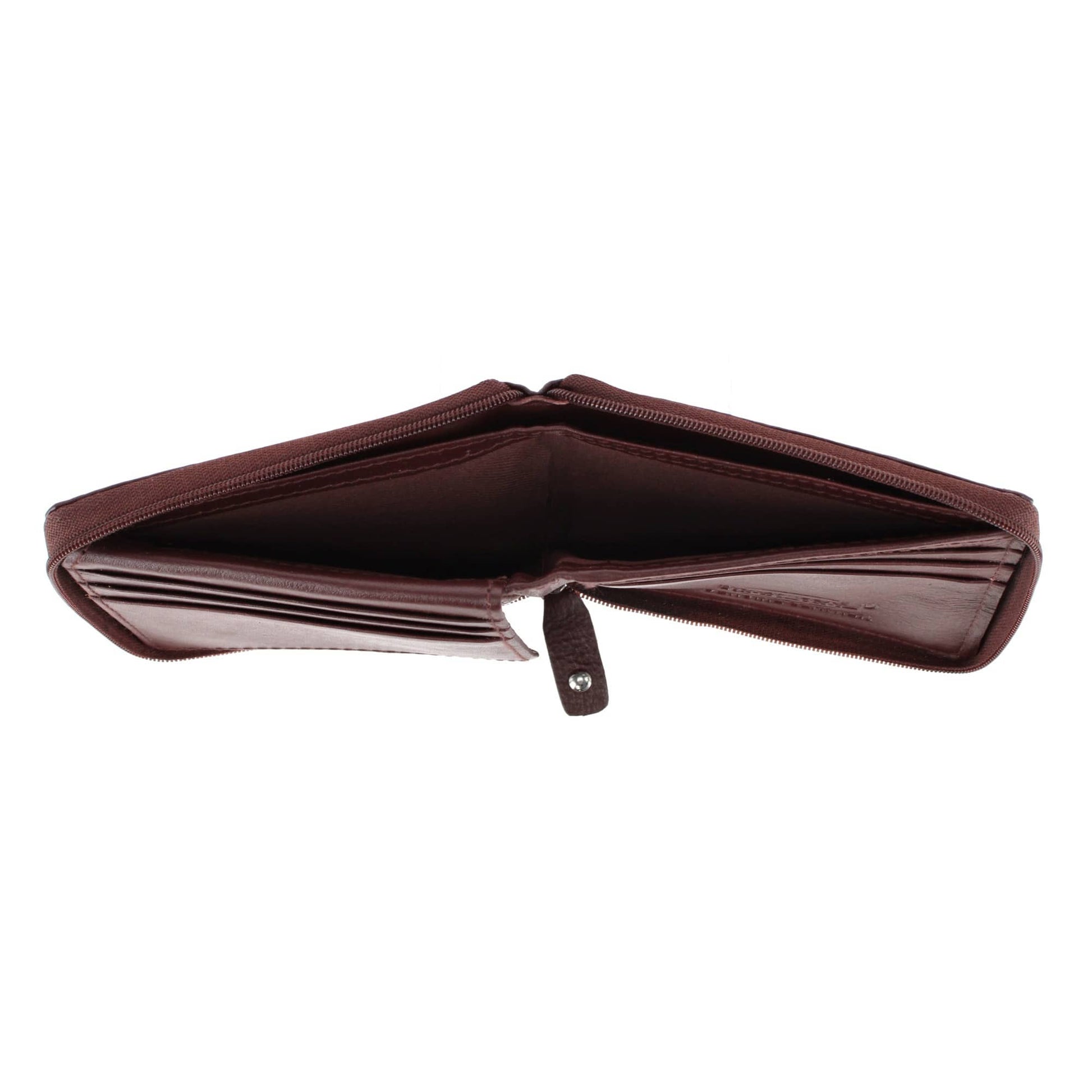 CTM® Men's RFID Leather Zip Around Bifold Wallet by Swiss Marshall - Burgundy
