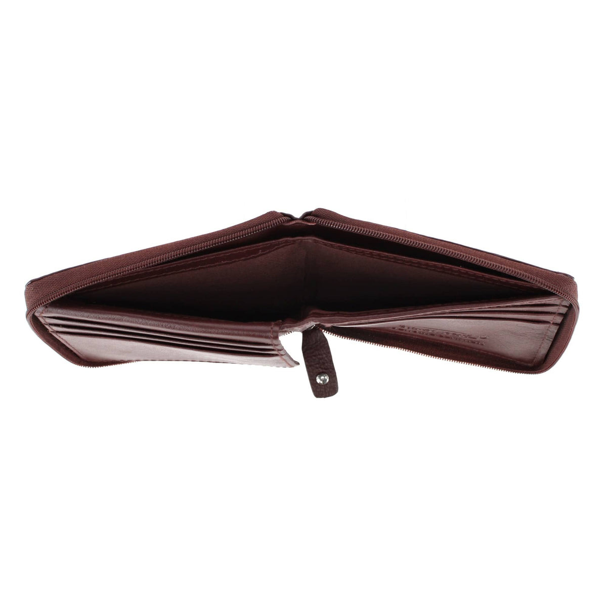 CTM® Men's RFID Leather Zip Around Bifold Wallet by Swiss Marshall - Burgundy