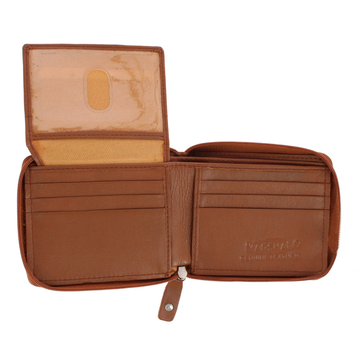 CTM® Men's RFID Leather Zip Around Bifold Wallet by Swiss Marshall - Tan