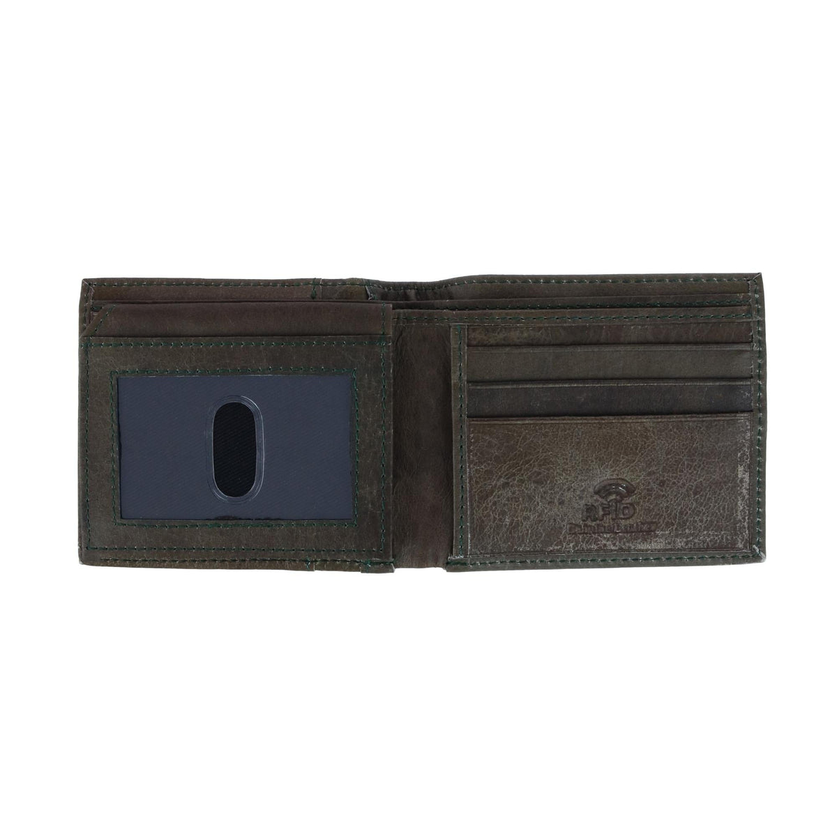 CTM® Men's RFID USA Embossed Leather Bifold Wallet - Green