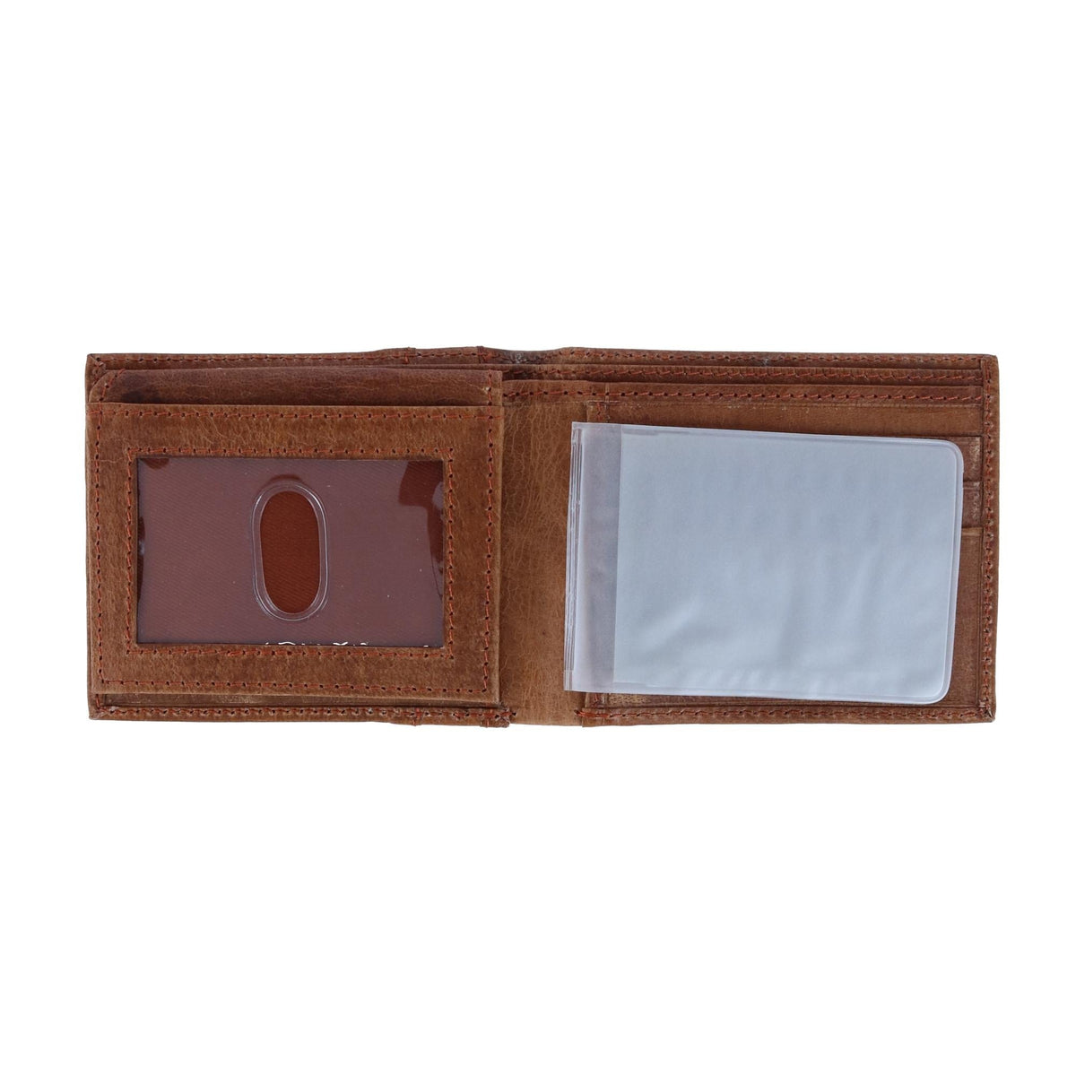 CTM® Men's RFID USA Embossed Leather Bifold Wallet - Tan