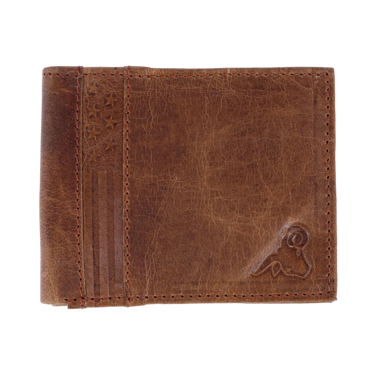 CTM® Men's RFID USA Embossed Leather Bifold Wallet - Men's RFID USA Embossed Leather Bifold Wallet
