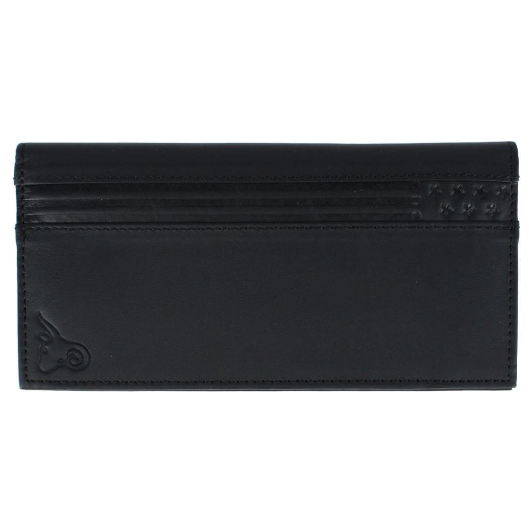 CTM® RFID Leather Checkbook Cover with American Flag Detail - Black