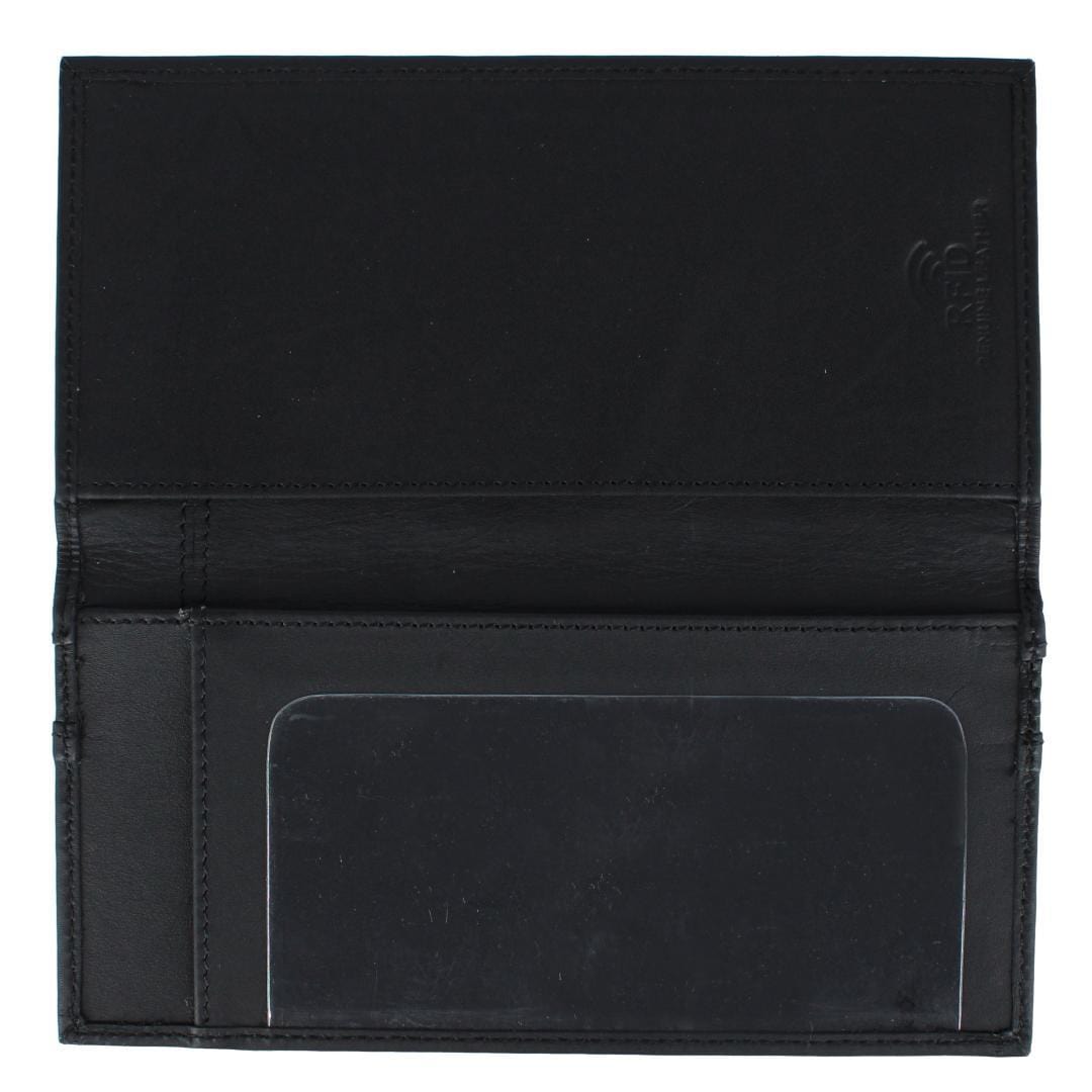 CTM® RFID Leather Checkbook Cover with American Flag Detail - Black